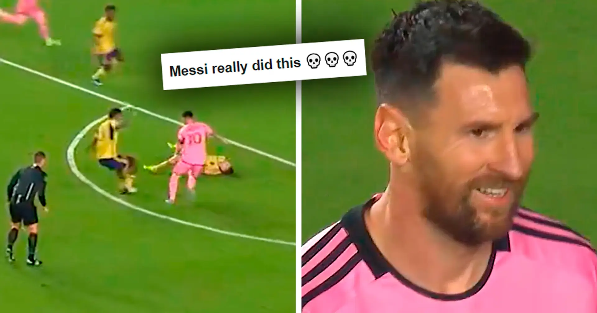 Spotted: Messi chips a player who is down injured – video goes viral ...