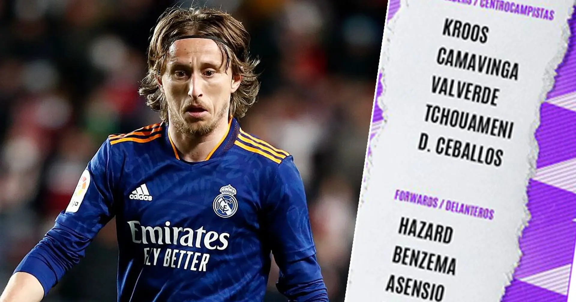 2 players out as Real Madrid confirm 22-man squad for Osasuna match