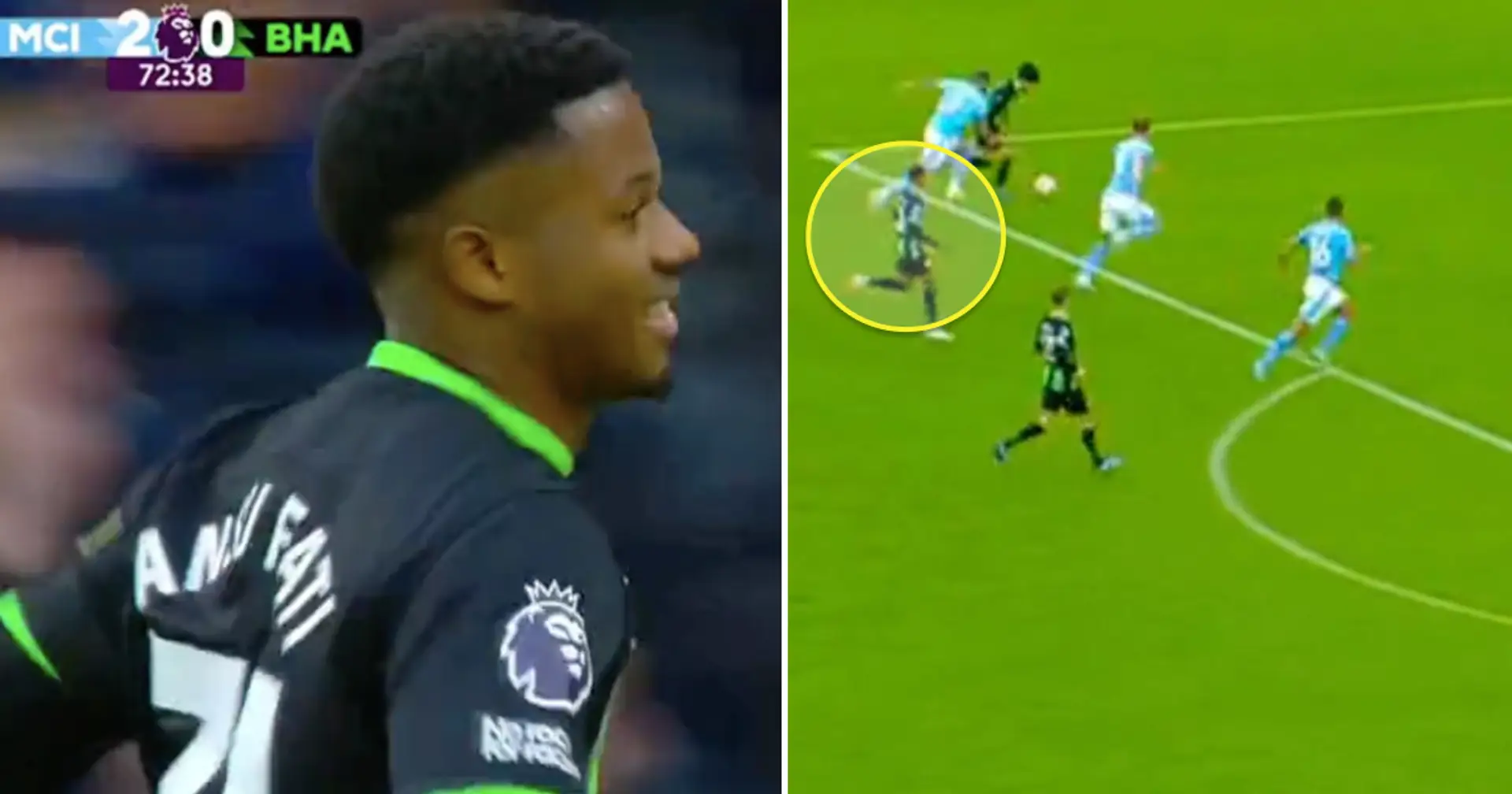 Spotted: Ansu Fati scores v Man City seven minutes after coming on for Brighton