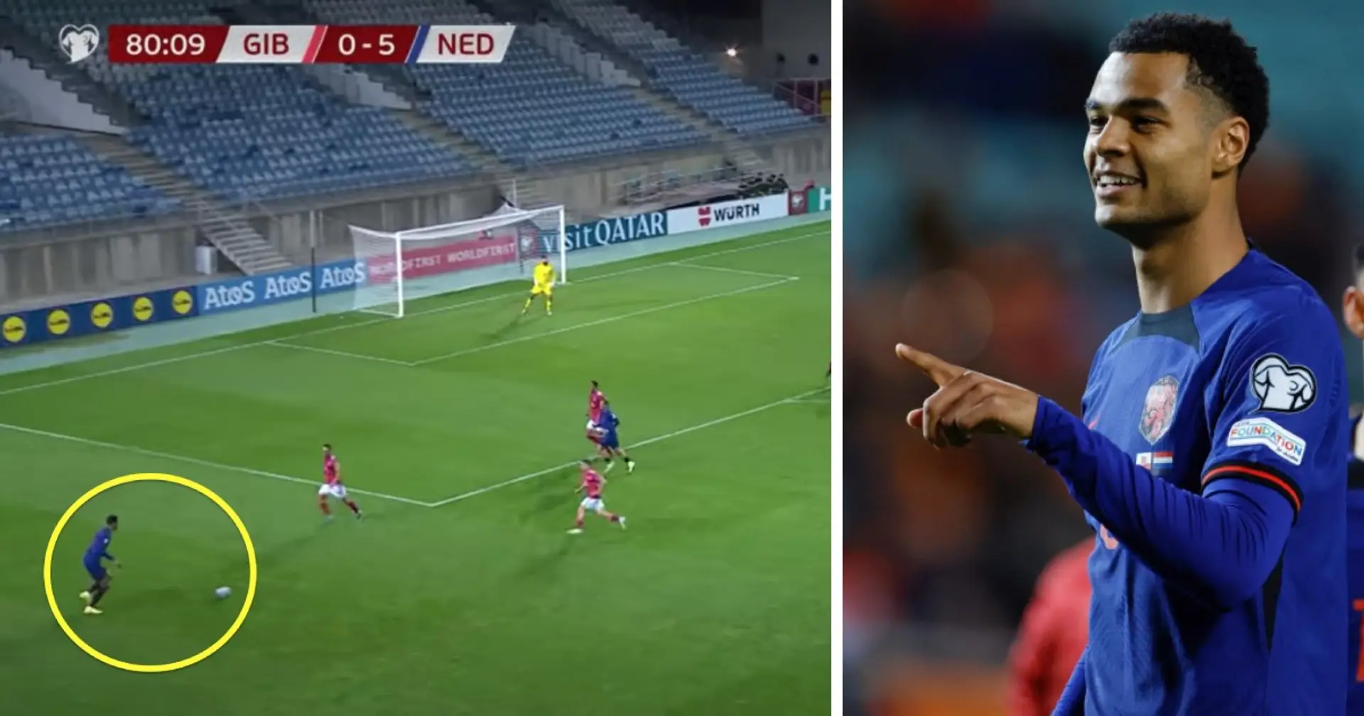 Watch: Gakpo scores from ridiculous angle as Netherlands thump Gibraltar (video)