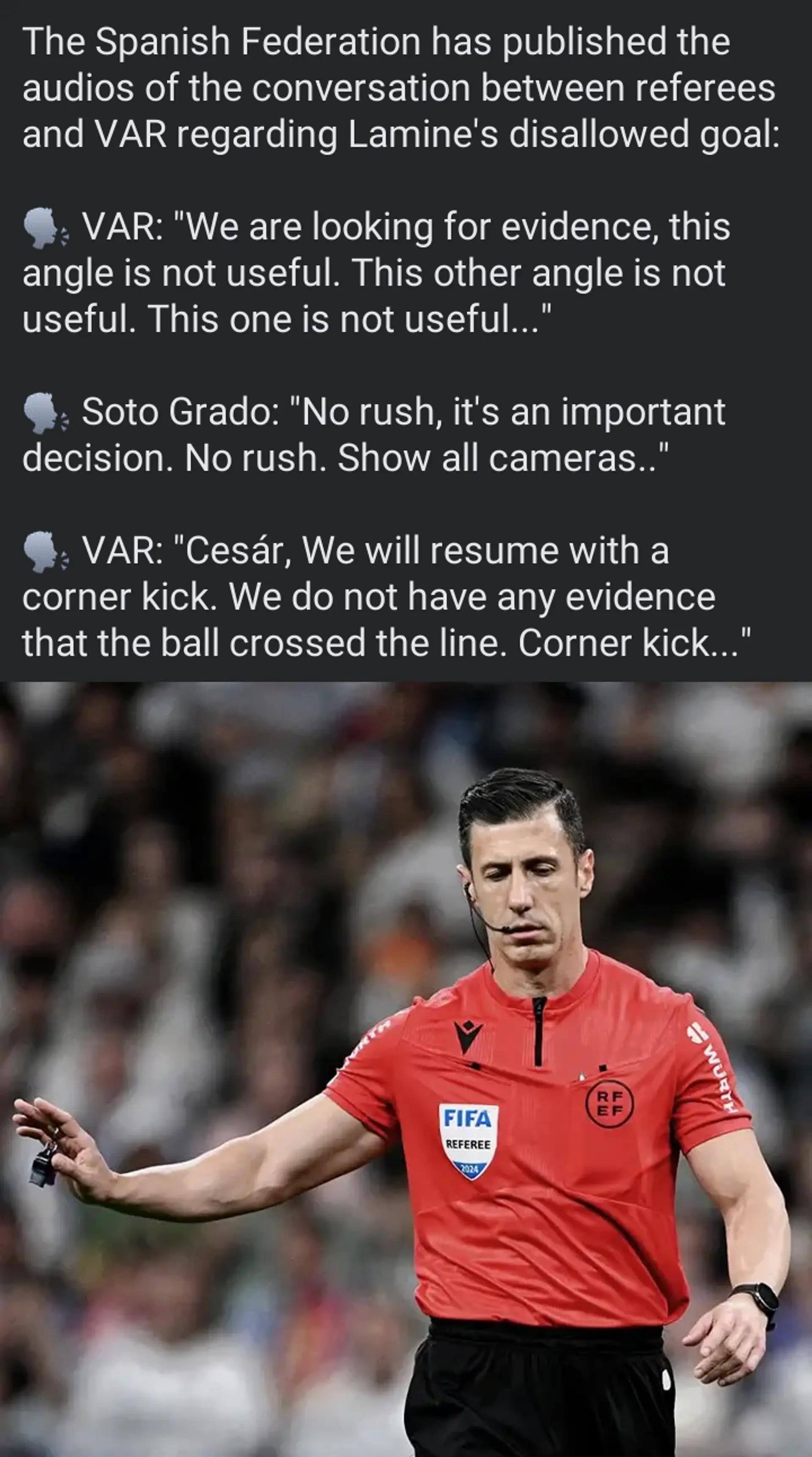Please read carefully between VAR and referee