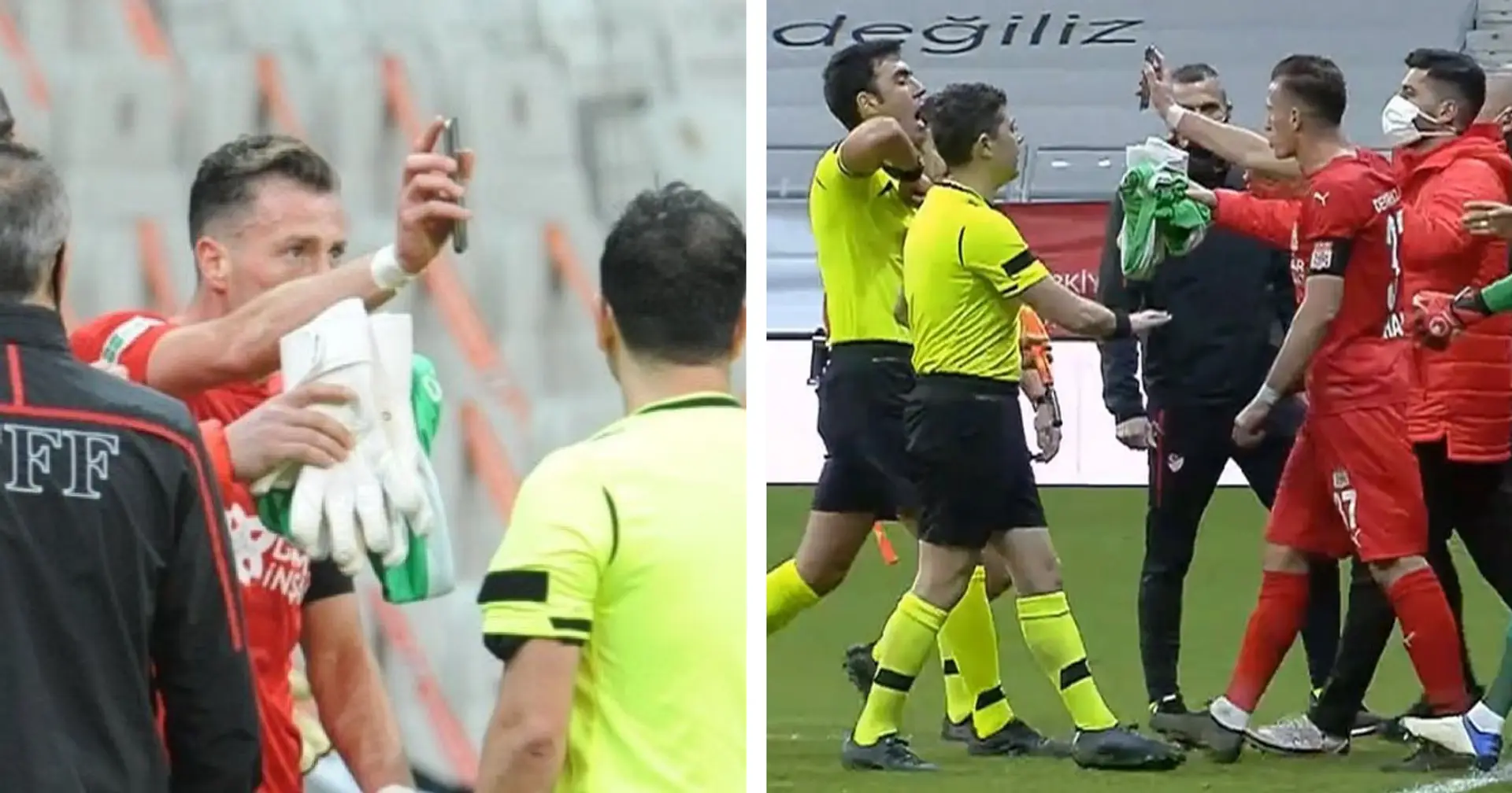 Footballer bizarrely smashes phone on pitch trying to prove his point, gets sent off