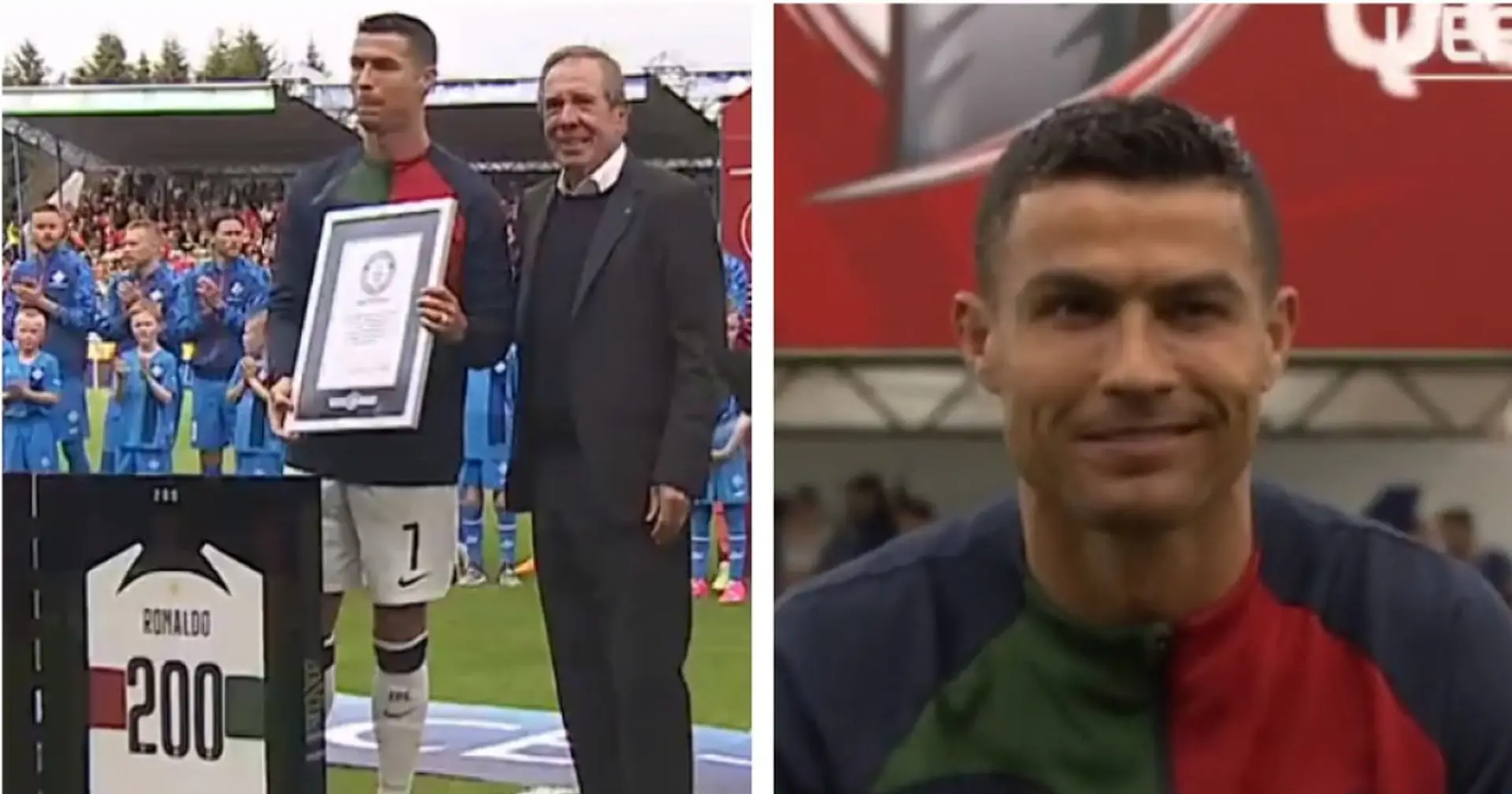 Vor dem Spiel in Reykjavik wurde Cristiano Ronaldo eine Urkunde vom Guinness-Buch der Rekorde überreicht 🔥