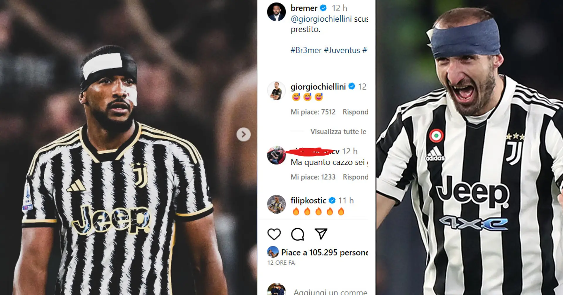 "L'ho preso in prestito": Bremer si scusa con Chiellini dopo Juventus-Torino, il post sui social è esilarante