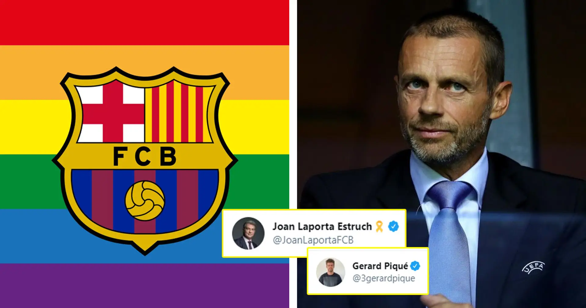 Barca post picture in support of LGBTQ+ after UEFA refuse to light up stadium in rainbow colours, Pique and Laporta join in