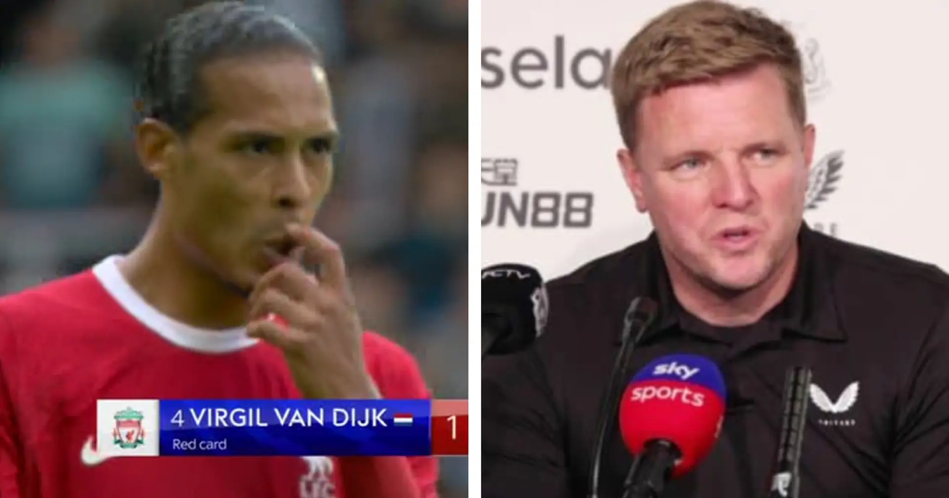 Eddie Howe disagrees with red card call in Liverpool defeat - it's nothing to do with Van Dijk