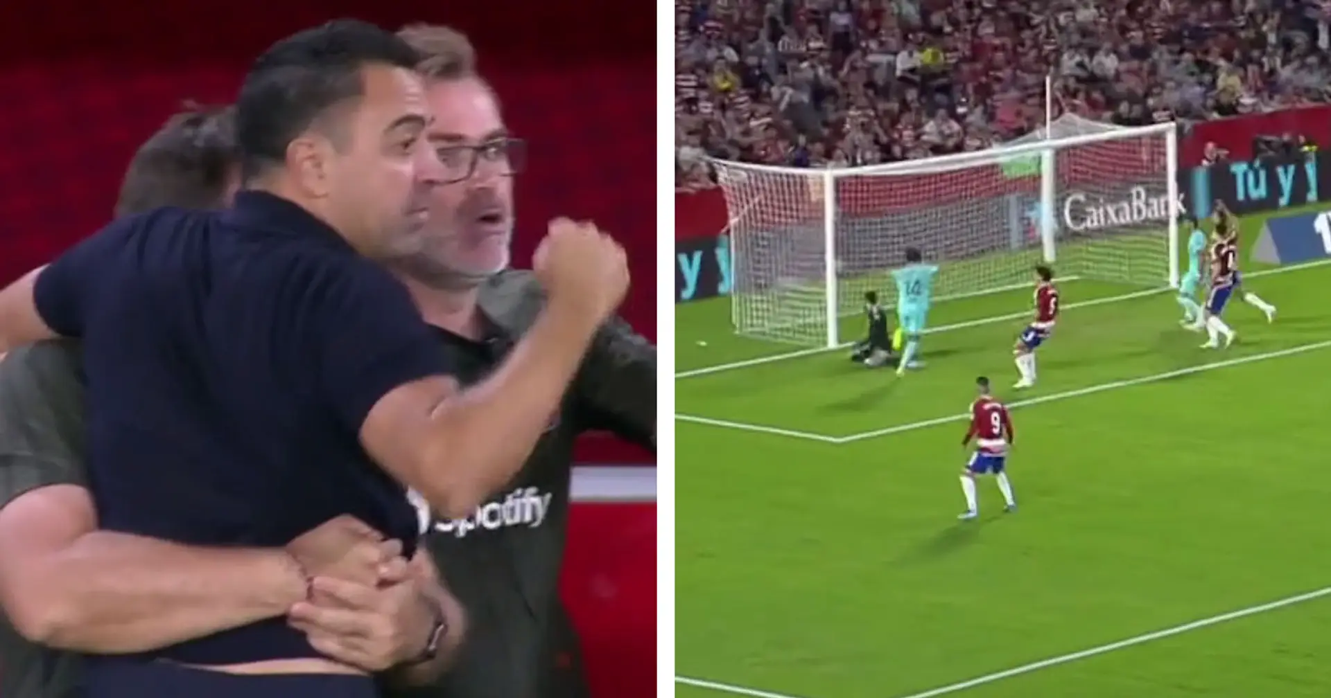 Xavi's crazy change in emotions during Felix's disallowed goal vs Granada shown in 4 images