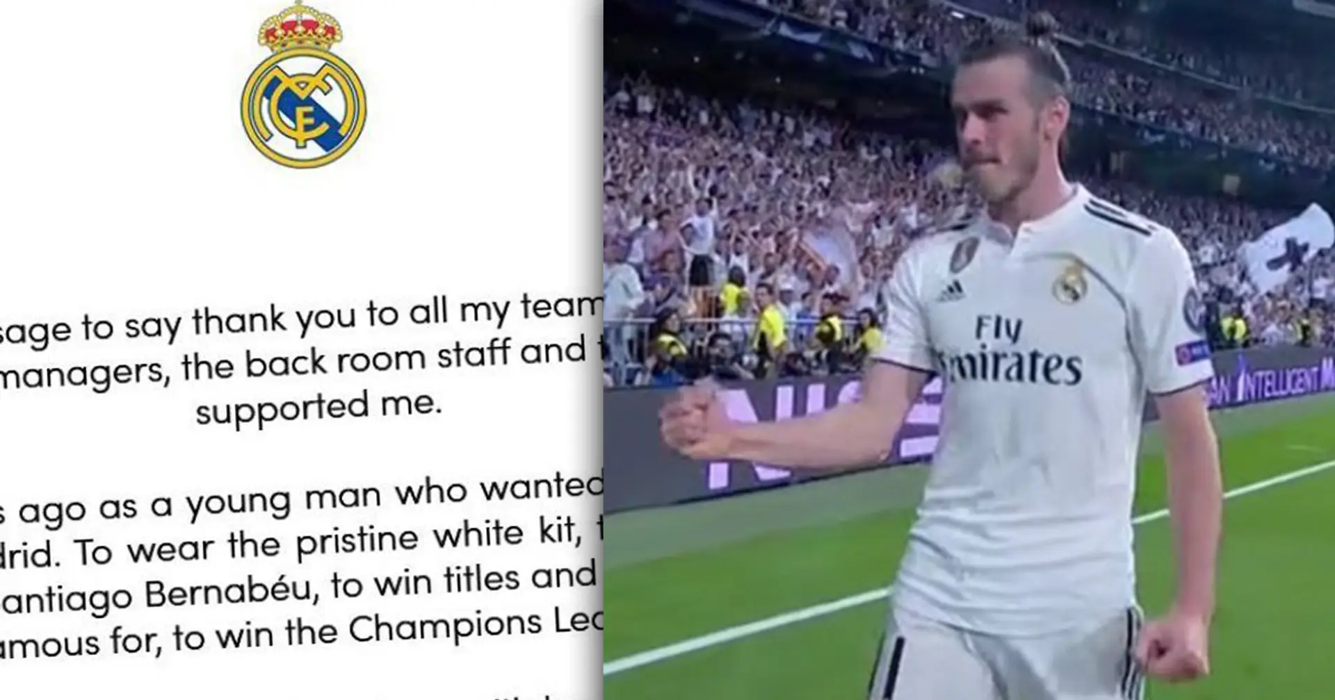 Bale deja el Real Madrid, envía un emotivo mensaje a los aficionados