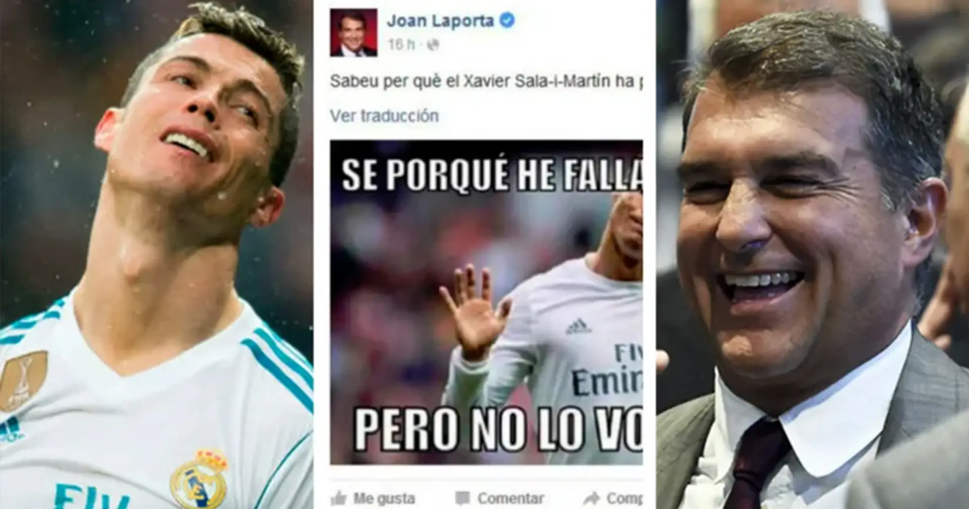 La vez que Joan Laporta se burló de Cristiano Ronaldo con un meme en Facebook: el Real Madrid perdió puntos en ese juego