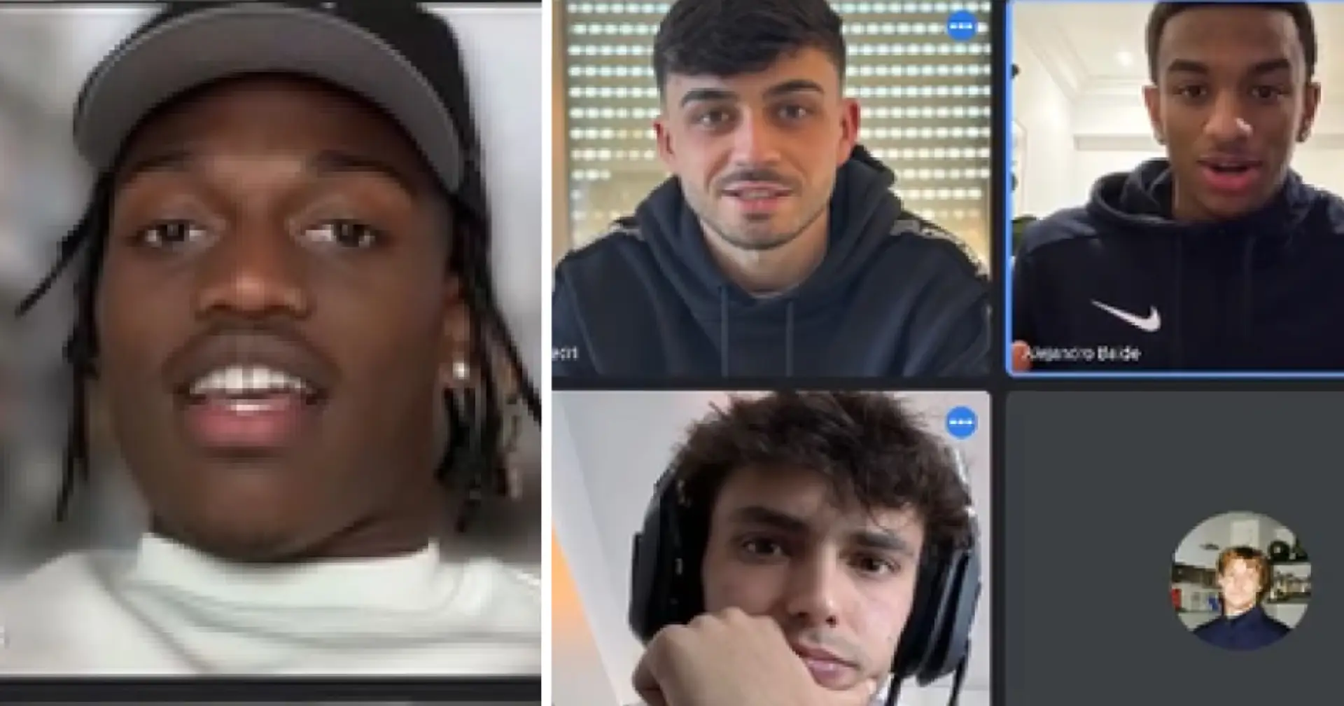 Why is Rafael Leao chatting with Pedri and other Barca players on video call?