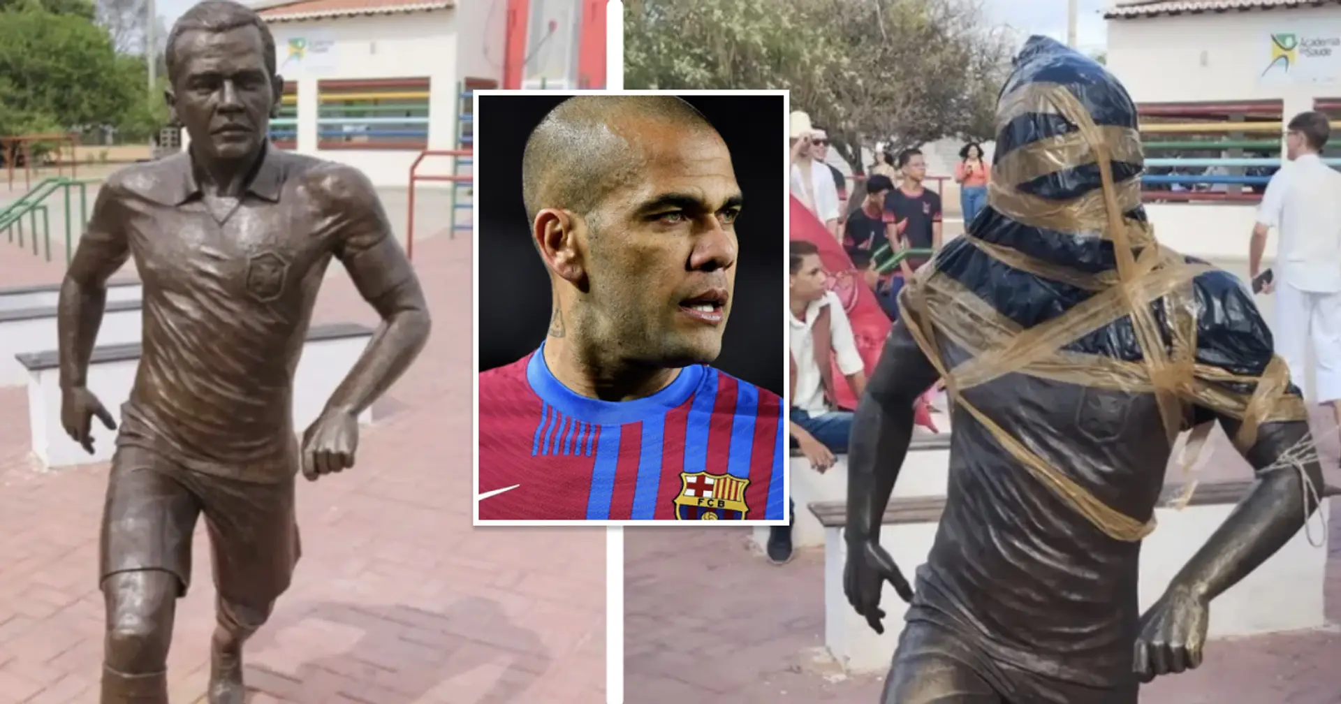 Einheimische verhüllen die Alves-Statue in seiner Heimatstadt - Fans finden nur eines gut