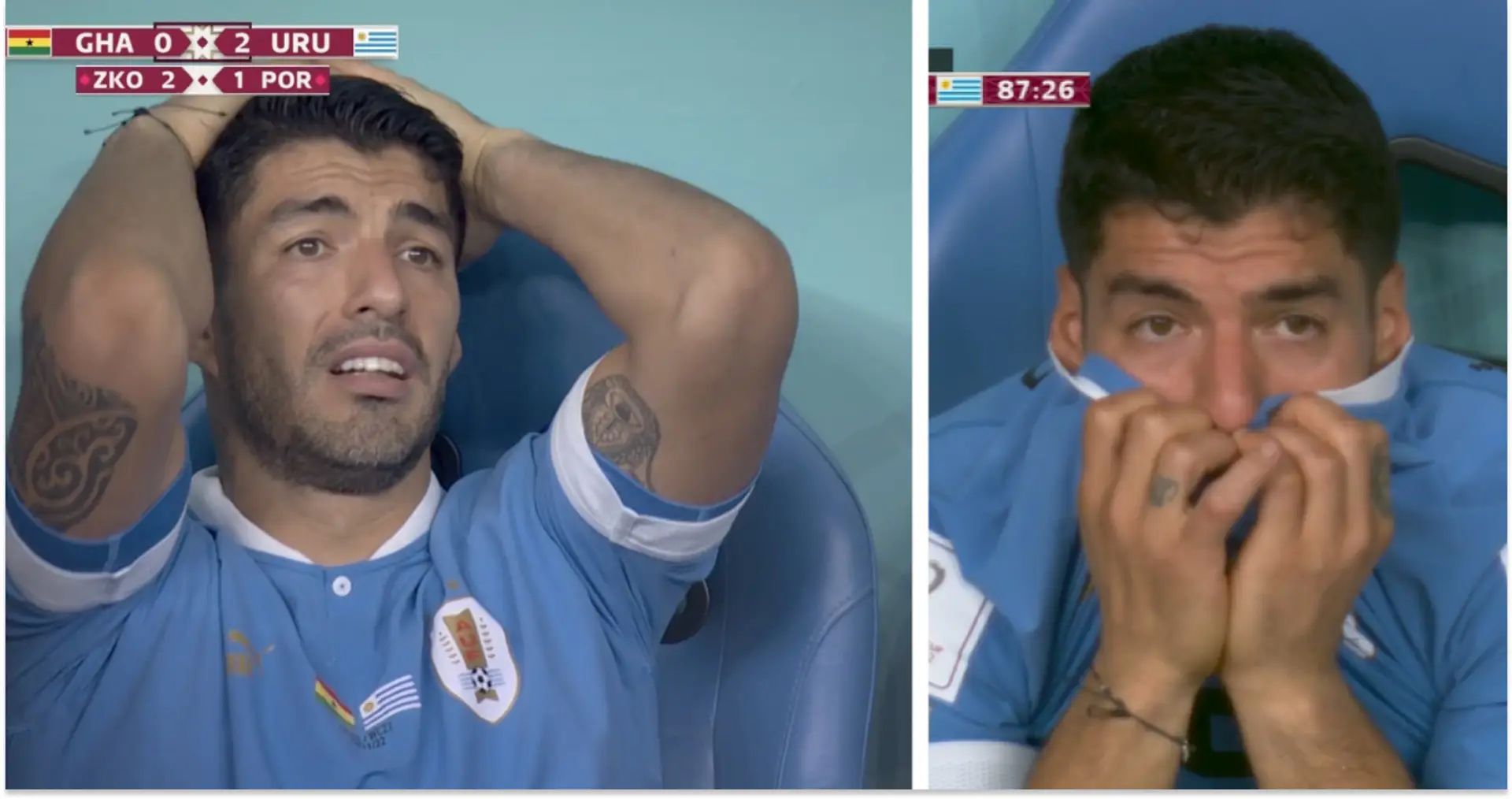Caught on camera: Luis Suarez in tears as Uruguay exits World Cup 