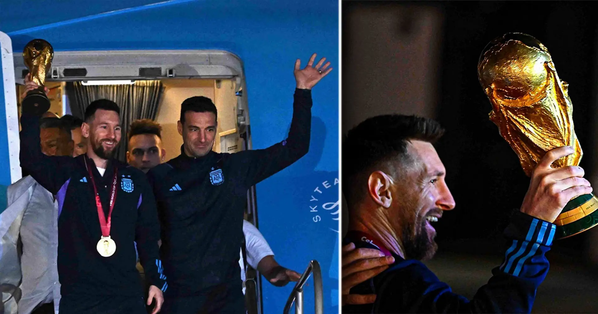 Primeras fotos de la llegada de Messi a Argentina con el trofeo de la Copa del Mundo