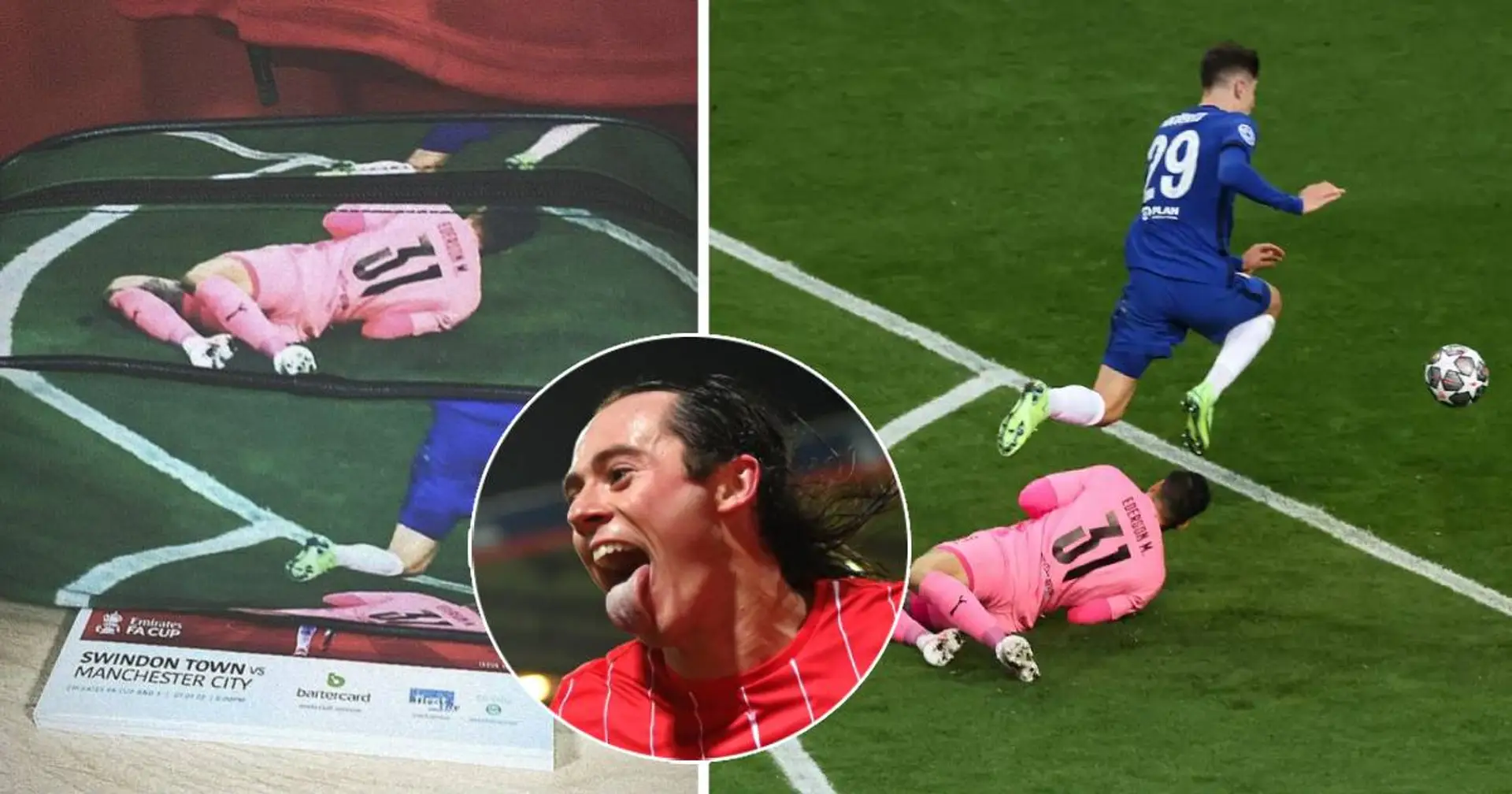 Swindon player trolls Man City by showing custom bag celebrating Chelsea's Champions League win