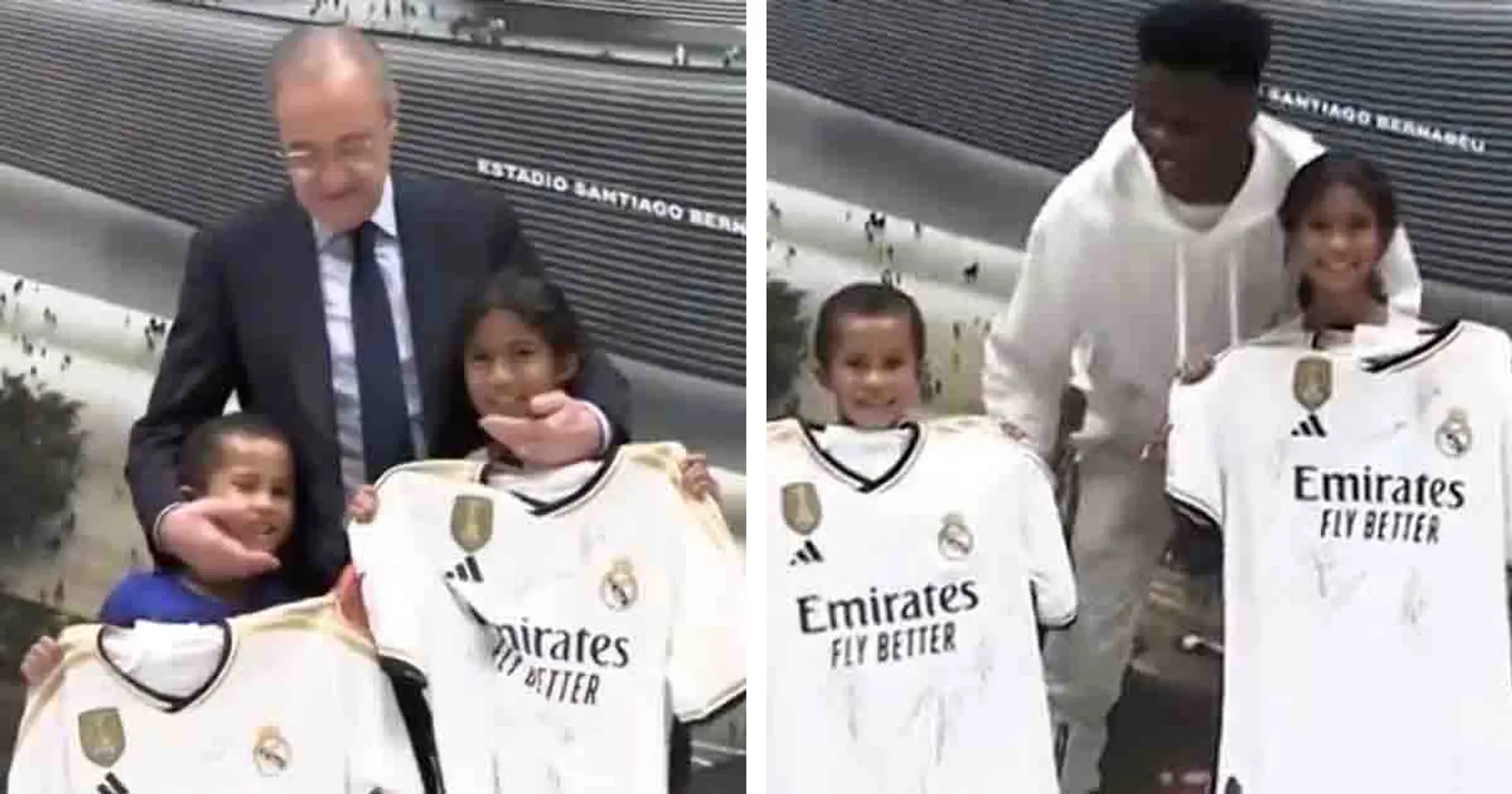 3 best pictures as Real Madrid stars pose with young fan allegedly racially abused by Atletico hooligans