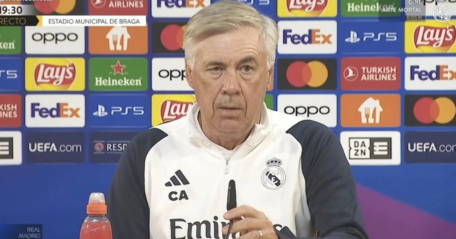 Ancelotti reveals if he will rotate squad v Braga with Clasico in mind