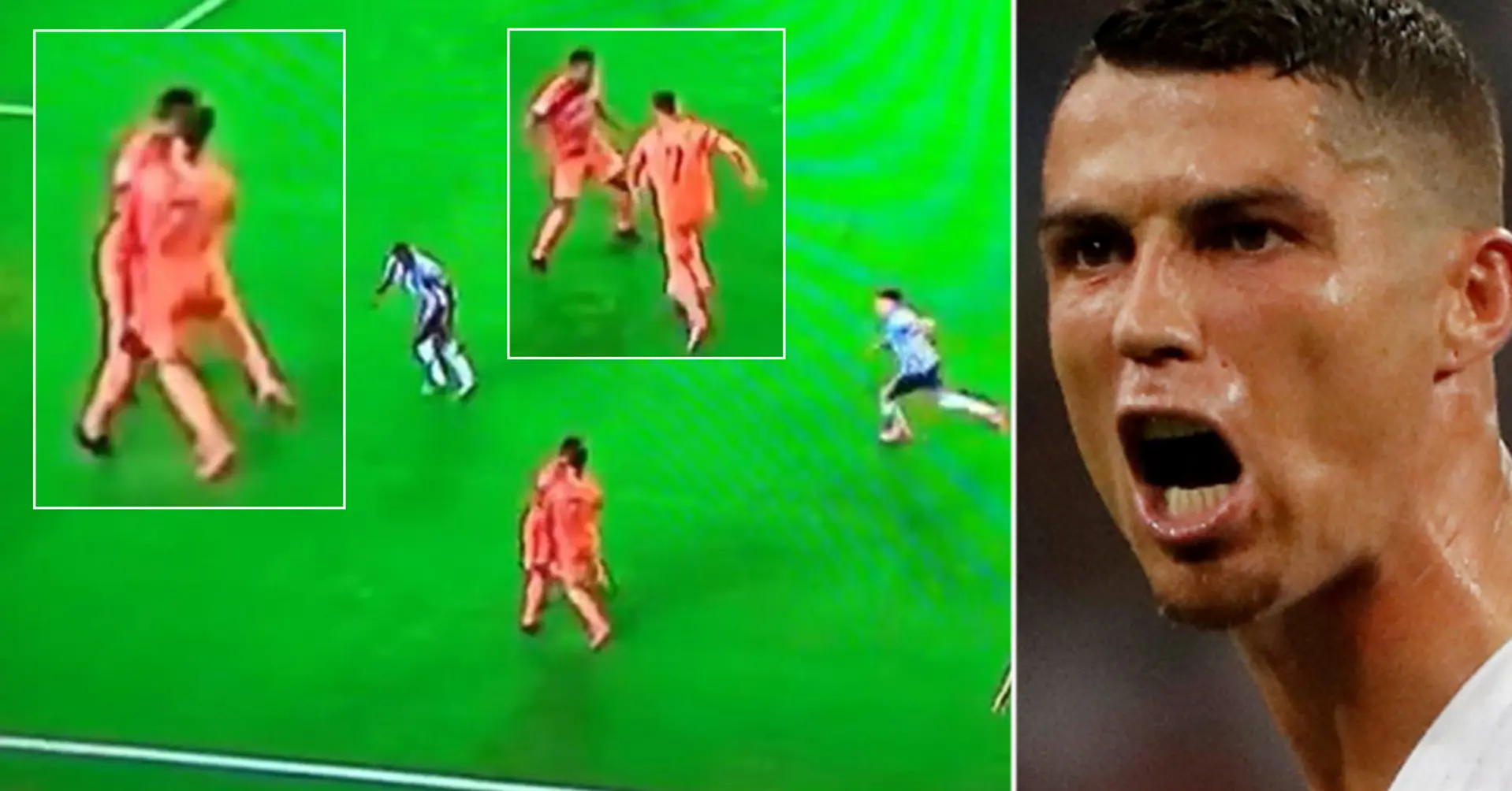 Cristiano nutmegs lying Porto player only to be immediately blocked by his own teammate Alex Sandro