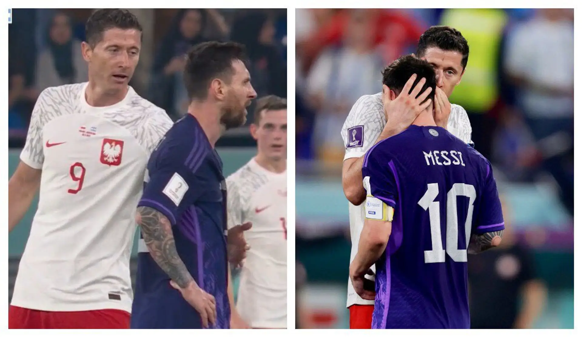 Messi weigerte sich, Lewandowski während des Spiels die Hand zu geben, aber nach dem Schlusspfiff umarmten sich Leo und Robert