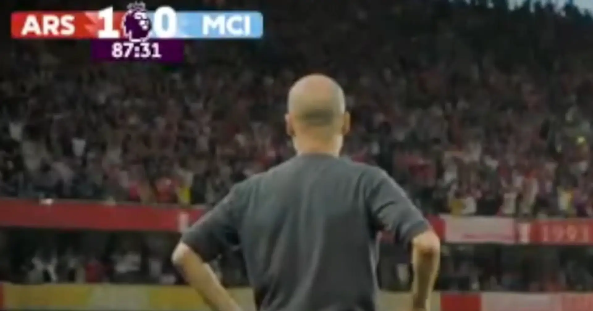 Spotted: Pep Guardiola's reaction to Gabriel Martinelli's late winner vs Man City