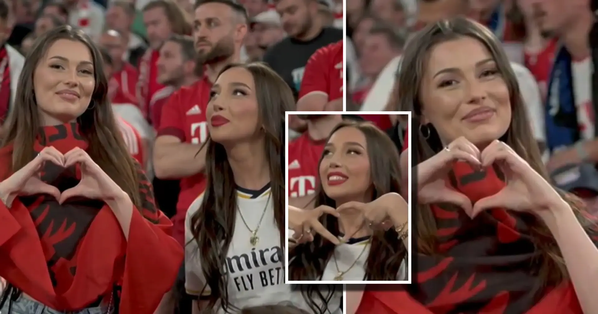 'Googling flights to Albania': Cameraman films two 'most beautiful girls in the stadium' in Bayern v Real Madrid — twice