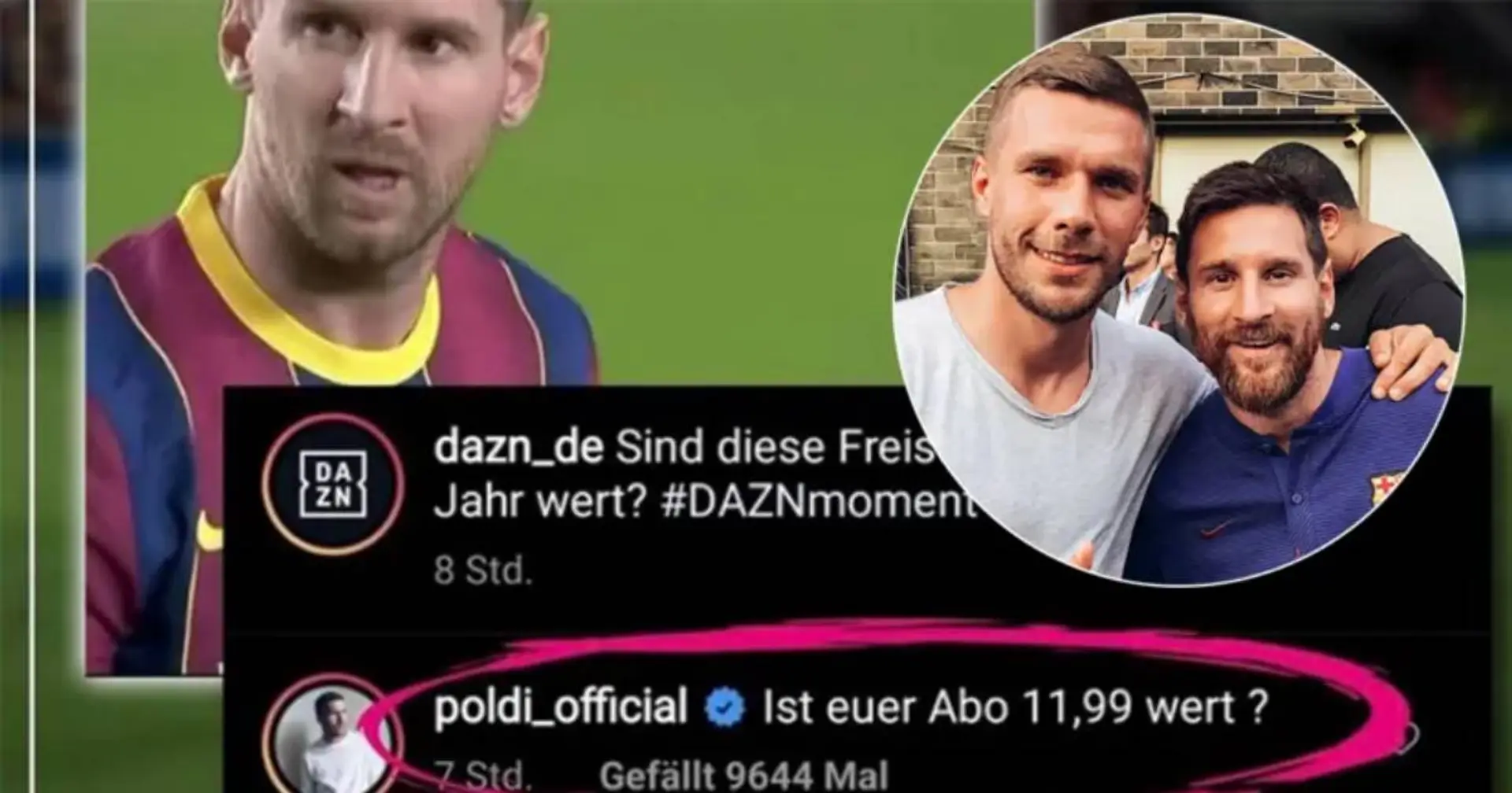 Podolski defiende a Leo Messi tras un polémico tuit de la plataforma DAZN en Alemania