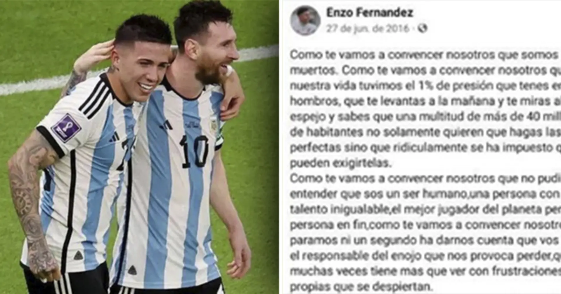 Qui est Enzo Fernandez et pourquoi sa lettre émouvante à Messi d'il y a 6 ans est devenue virale