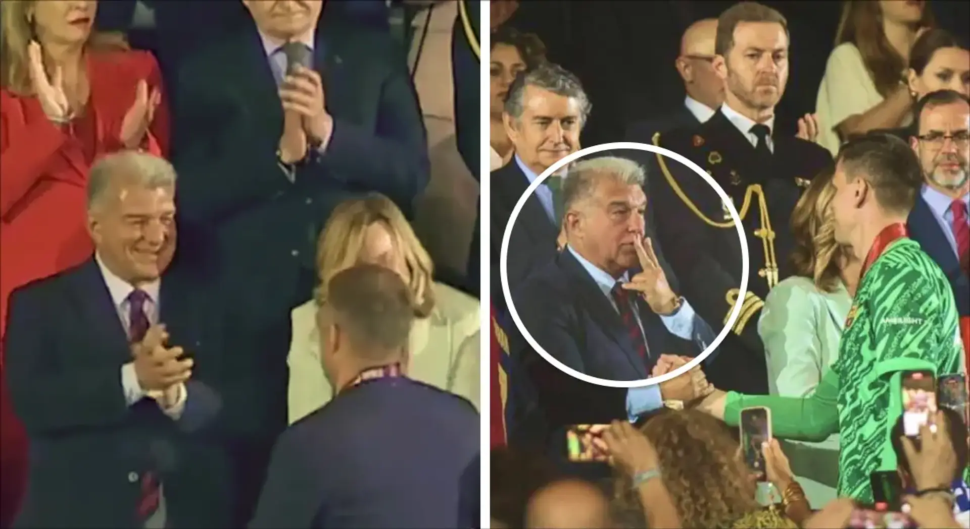 🚬 Joan Laporta seemingly offers Wojciech Szczesny to puff a cigarette after winning Copa del Rey title