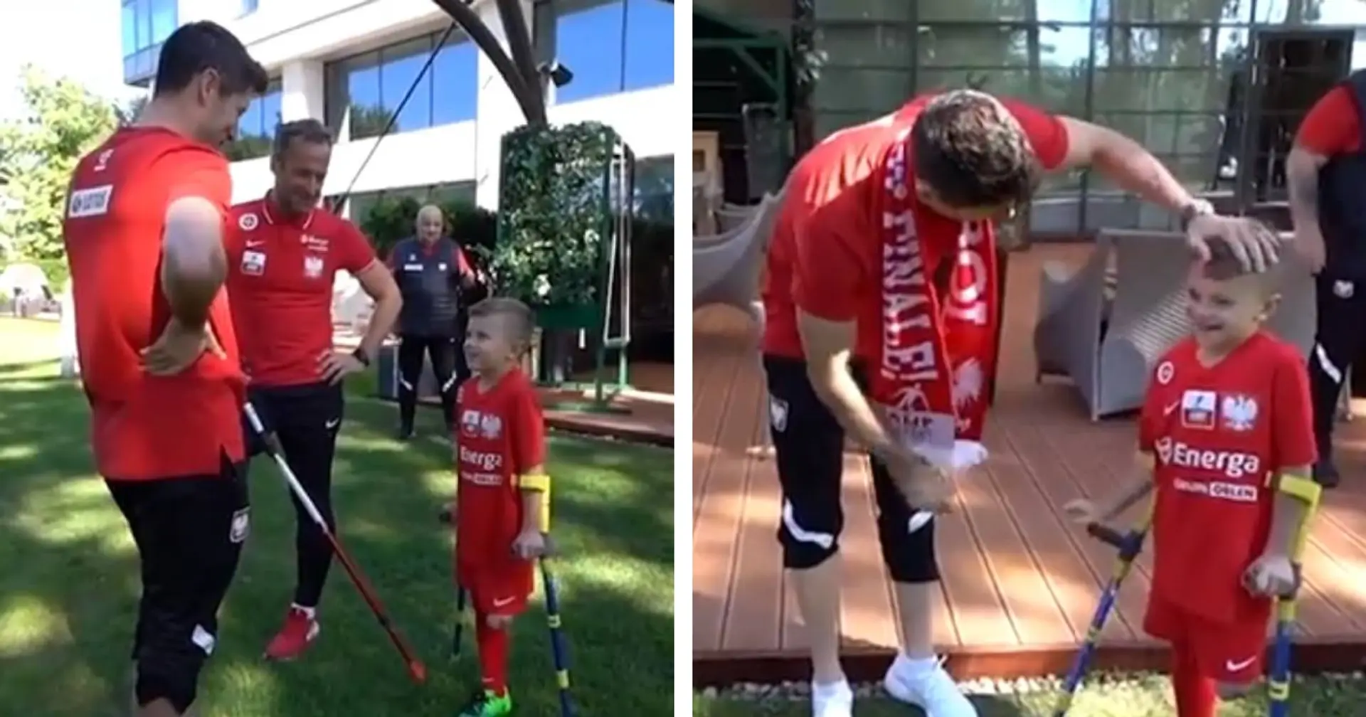 Lewandowski besucht den kleinen Fußballer mit amputiertem Bein und verspricht, seine Entwicklung zu verfolgen