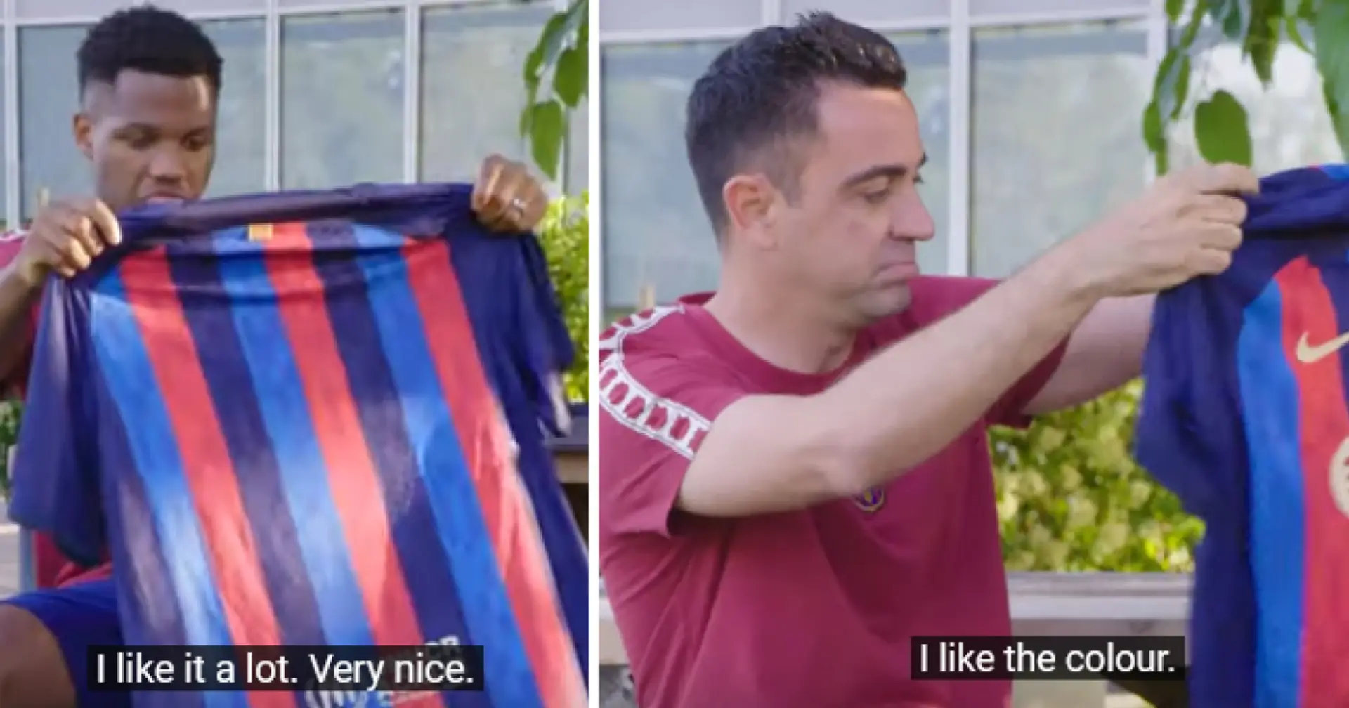 Spotted: Xavi and Fati's first reaction to new Barca kit