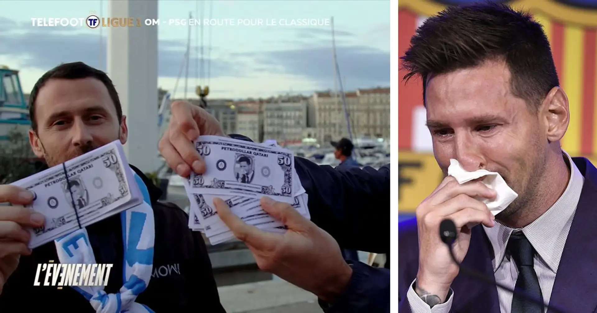 Marseille fans burn fake Qatari ‘petrodollars’ mocking Messi before PSG clash