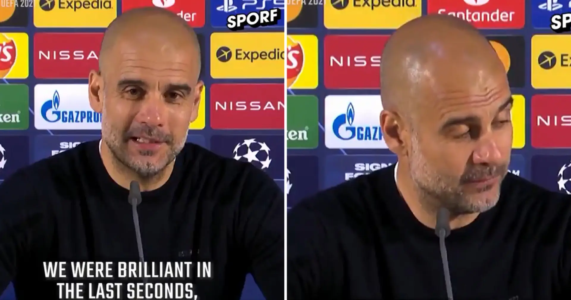 Pep Guardiola reacts to his first ever Champions League final defeat