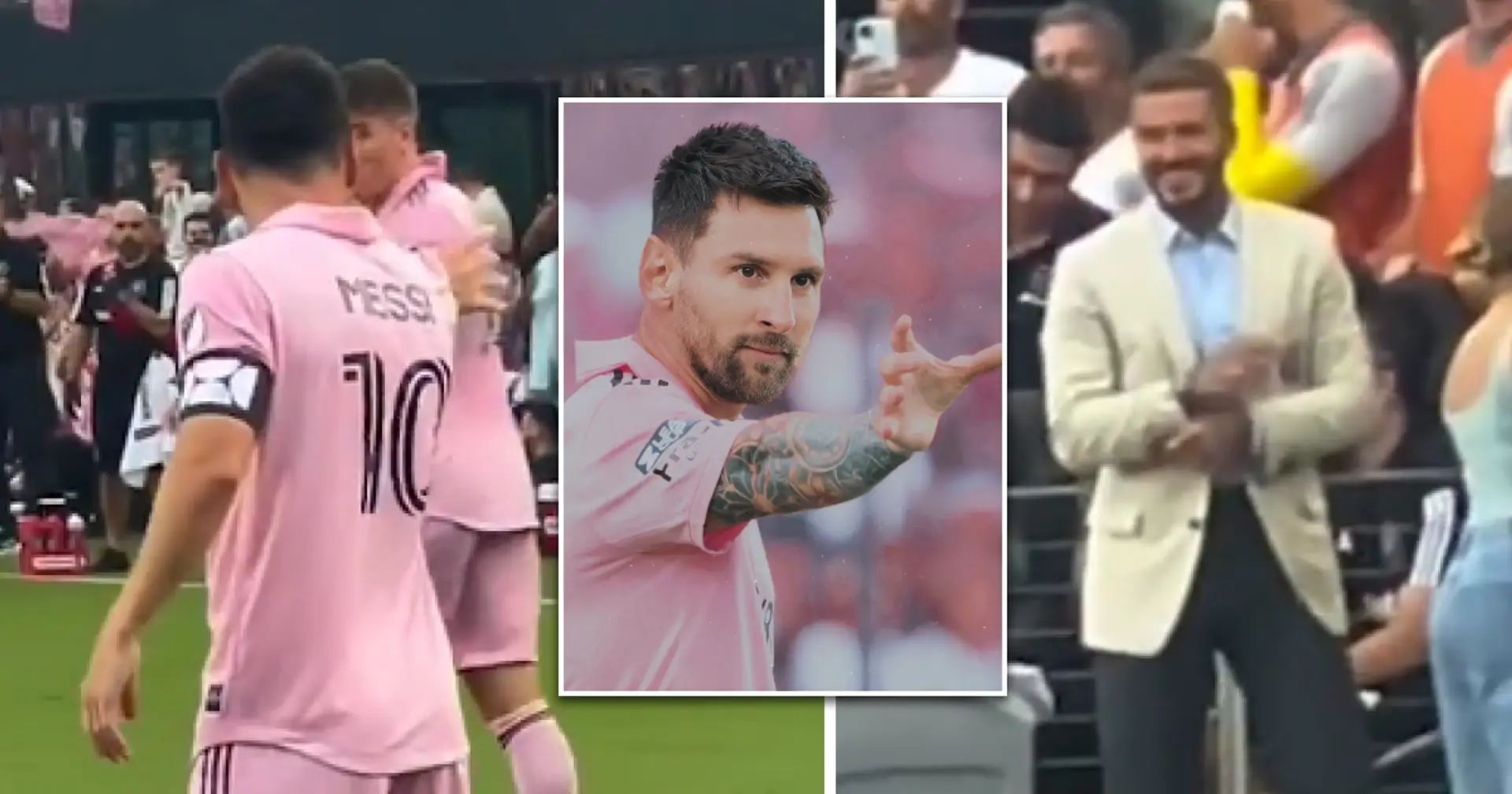 Lionel Messi präsentiert seinen neuen Jubel vor David Beckham