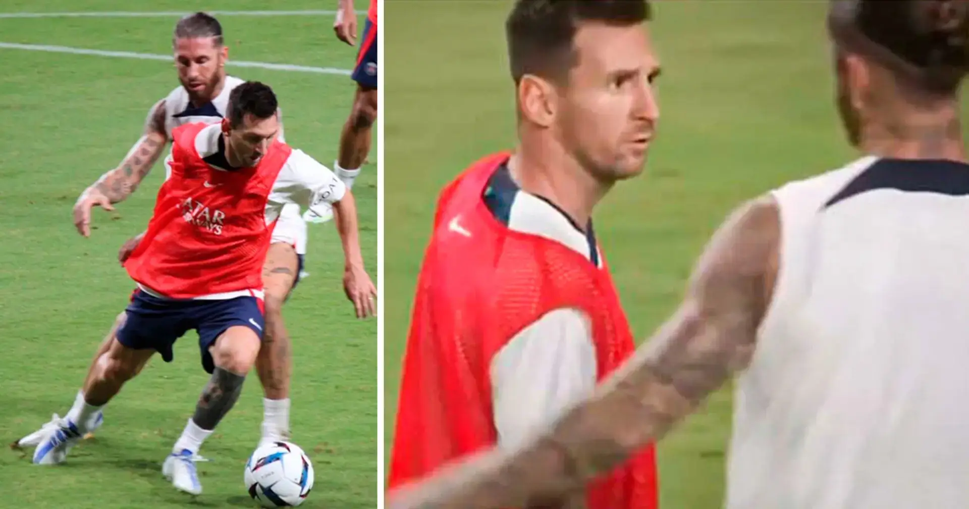 Leo Messi enfadado con Sergio Ramos en el entrenamiento del PSG tras una entrada precipitada del excapitán del Real Madrid 