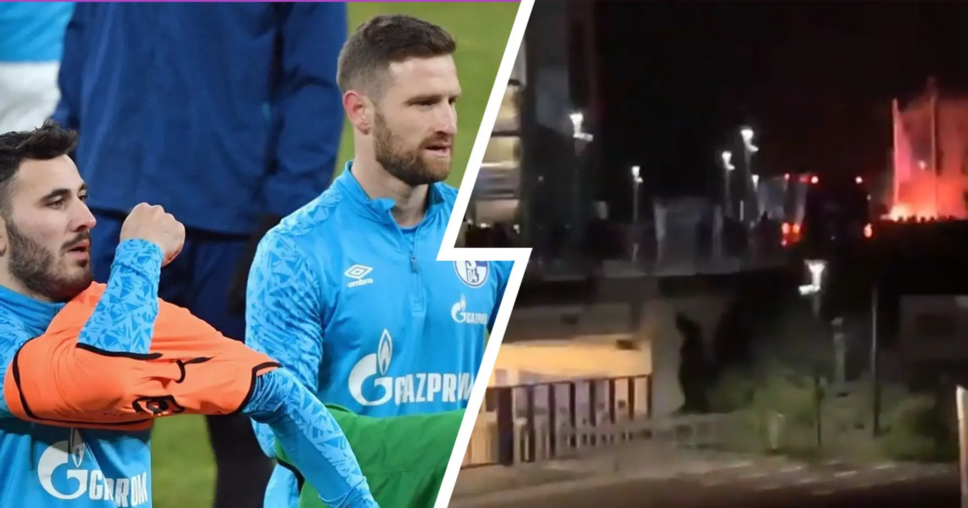 Mustafi and Kolasinac forced to run away from angry fans after Schalke’s relegation from Bundesliga