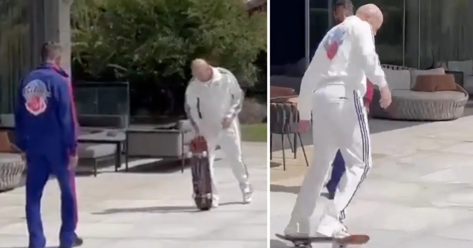 Se vuelve viral el video de los primeros pasos de Zinedine Zidane, de 50 años, en el skate