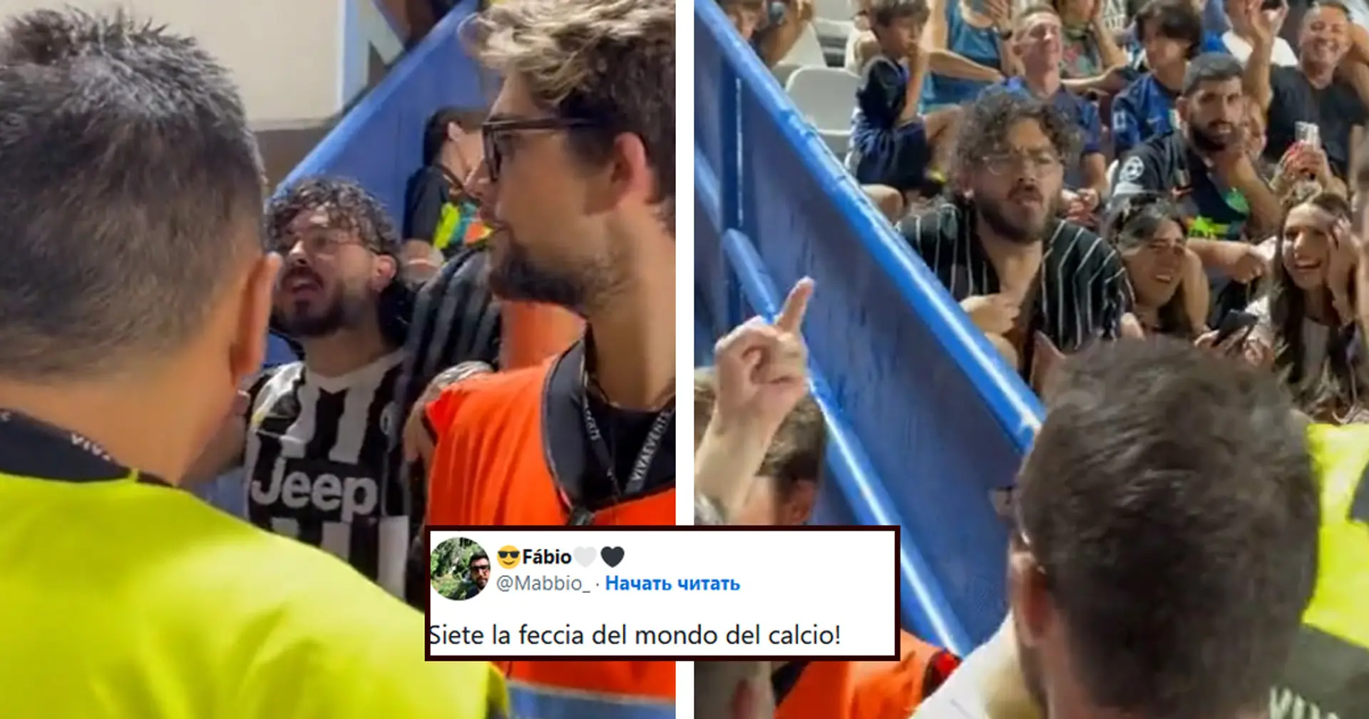 "La feccia del calcio!": un tifoso della Juve costretto a cambiarsi durante Inter-Monaco: tifosi scatenati sui social