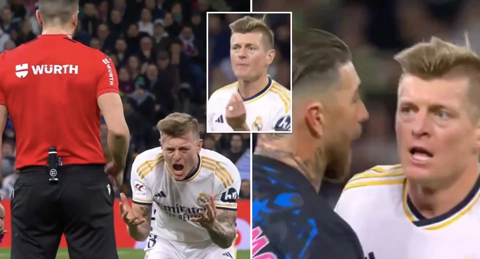 Sergio Ramos arrastra al FURIOSO Kroos después de que el árbitro mostrara tarjeta amarilla a Toni