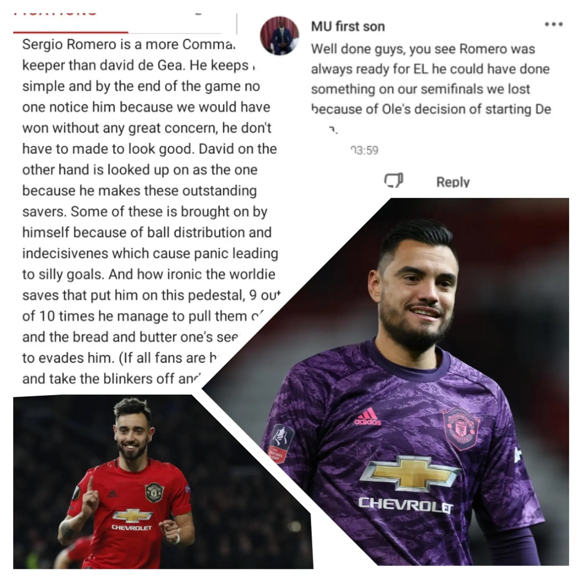 Some Manchester United Fans Wanted Solskjaer To Maintain Romero In the Europa League Semi-finals 
