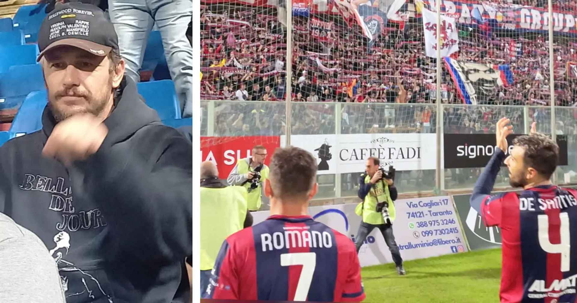 La Star di Hollywood James Franco scovata ad assistere ad una partita di Serie C italiana: il motivo