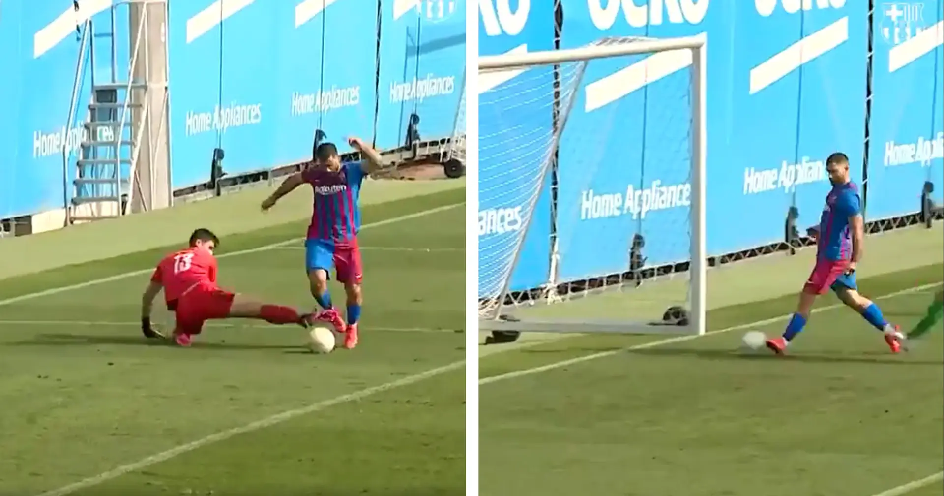 Le club publie une vidéo du premier but d'Aguero au Barca lors d'un match amical contre Cornella