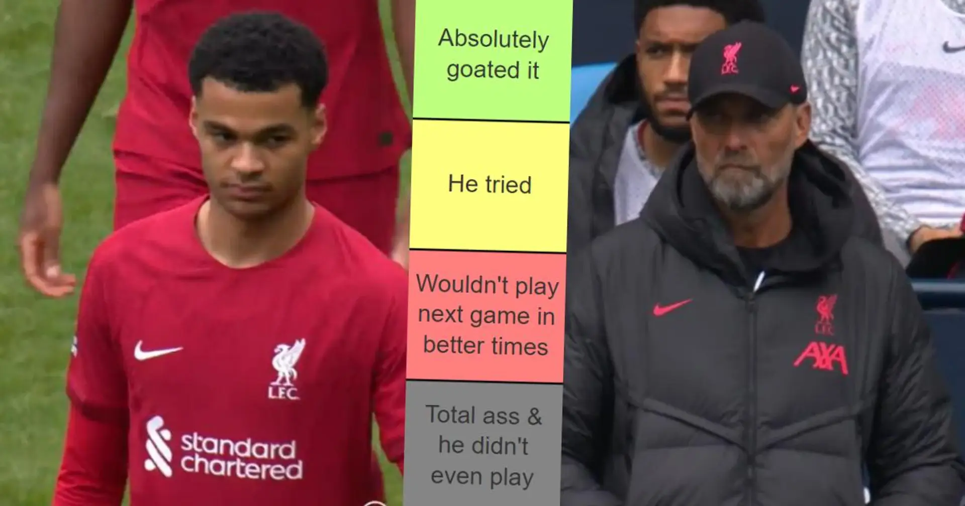 4 at least tried, one disappointed without even playing — Liverpool players' performance tierlist for City loss