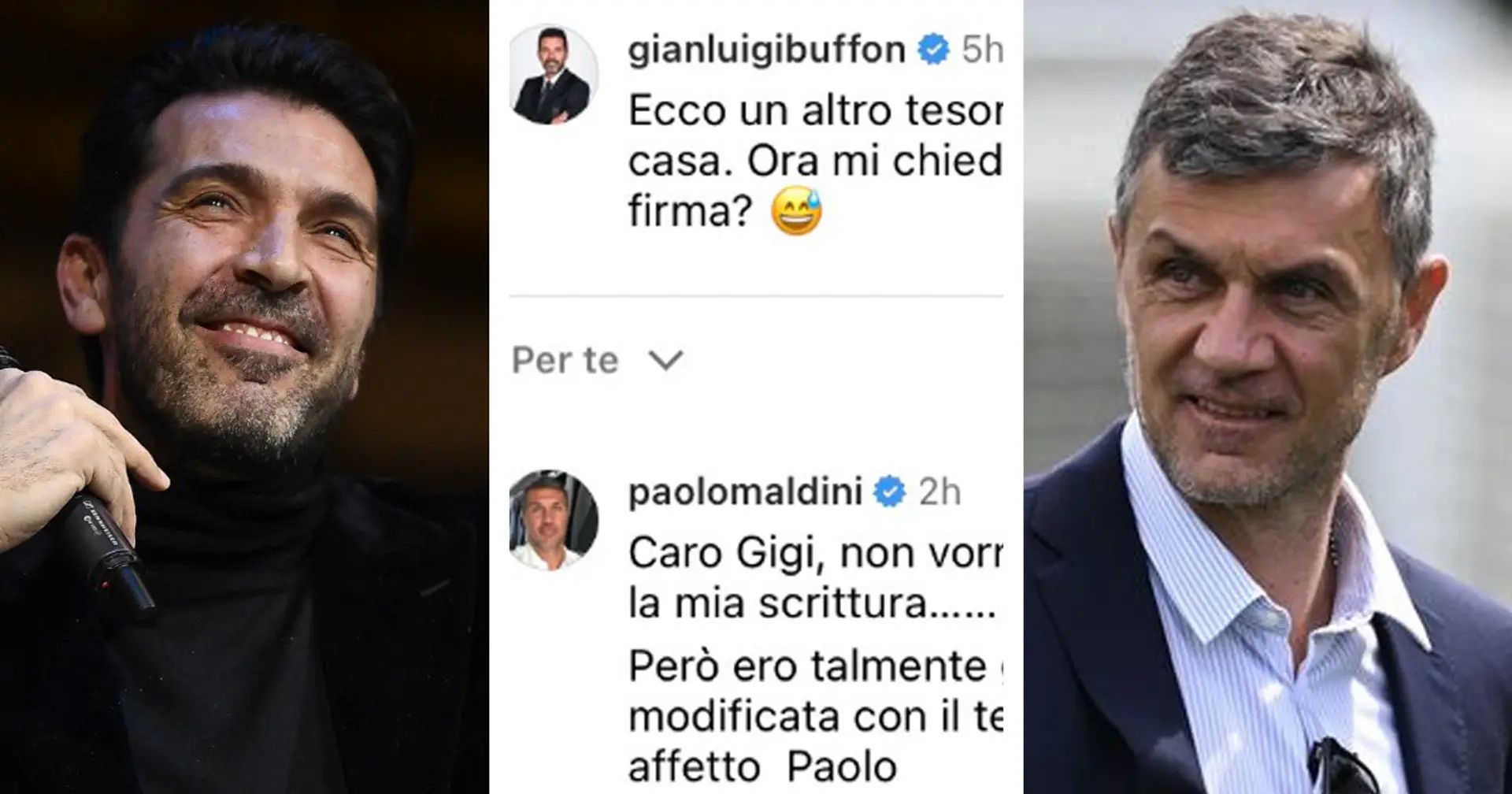 Siparietto tra ex Campioni! Buffon e Maldini scherzano sui social: "Ero così giovane che ho cambiato la firma"