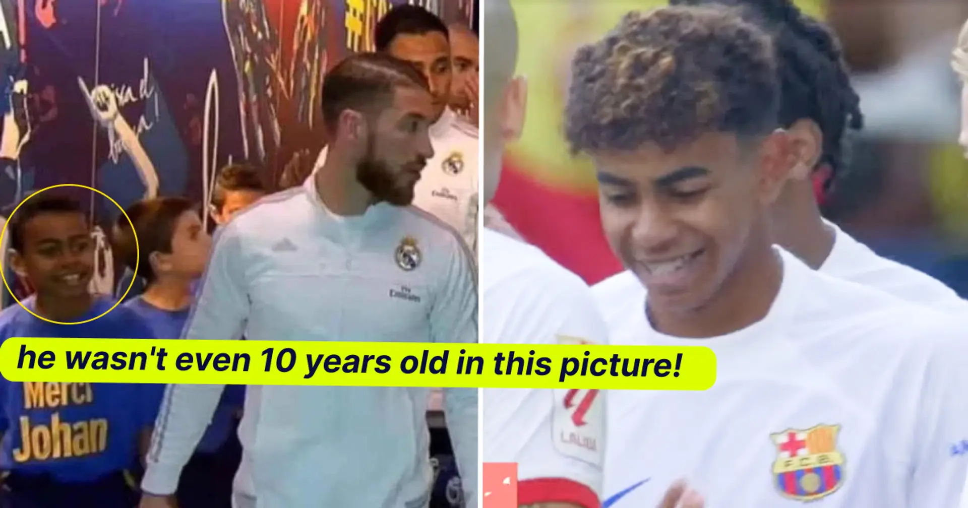 Picture of Lamine Yamal as child escort with Ramos in El Clasico goes viral — he looked so happy