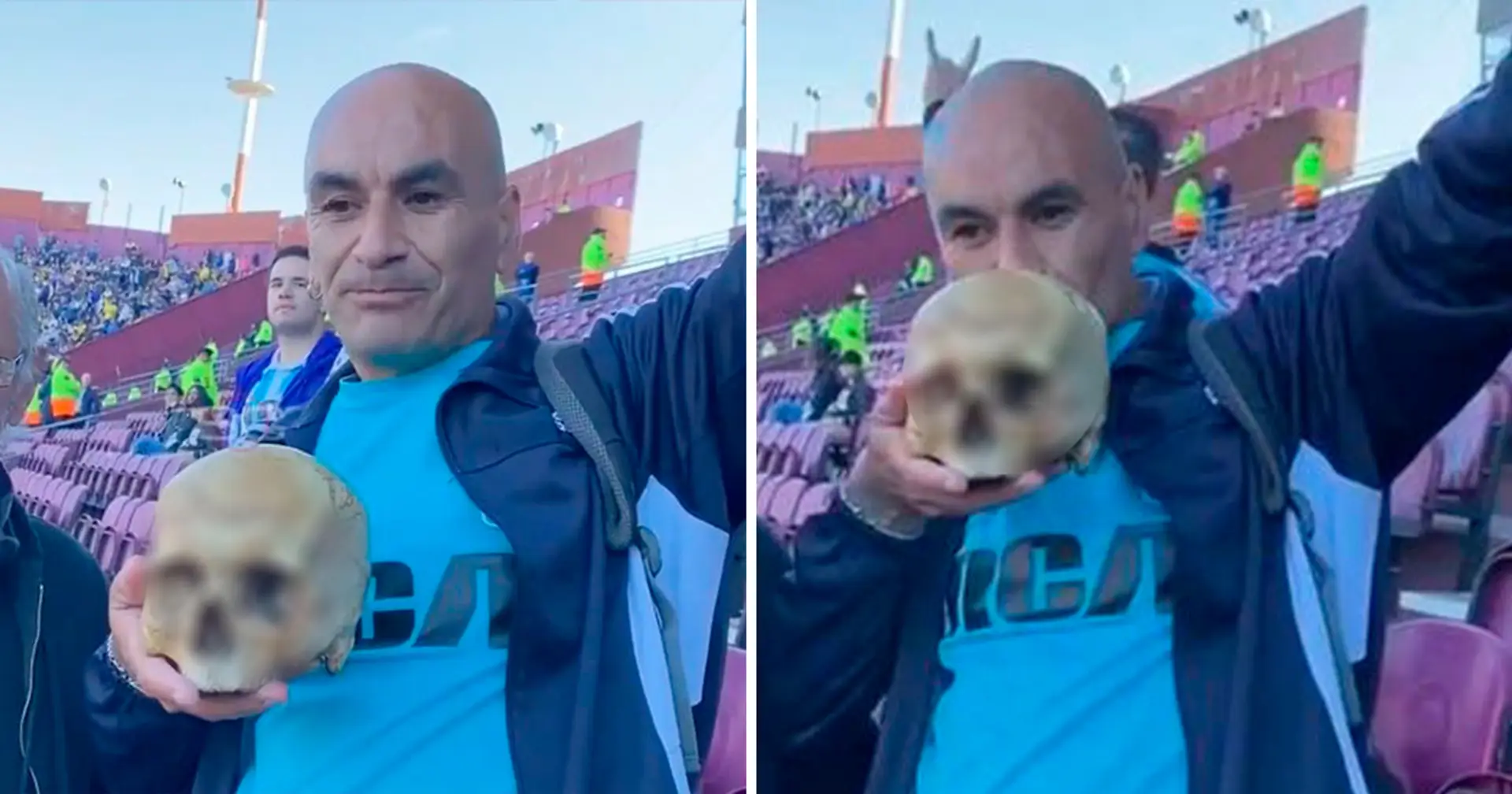 Argentine fan brings his grandad's skull to watch the game and gives it pre-match kiss