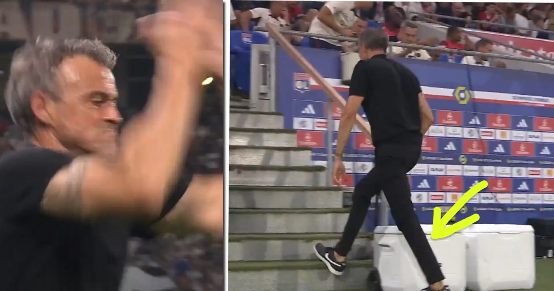 Spotted: Furious Luis Enrique violates stadium in reaction to Donnarumma starting PSG goal in wrong way