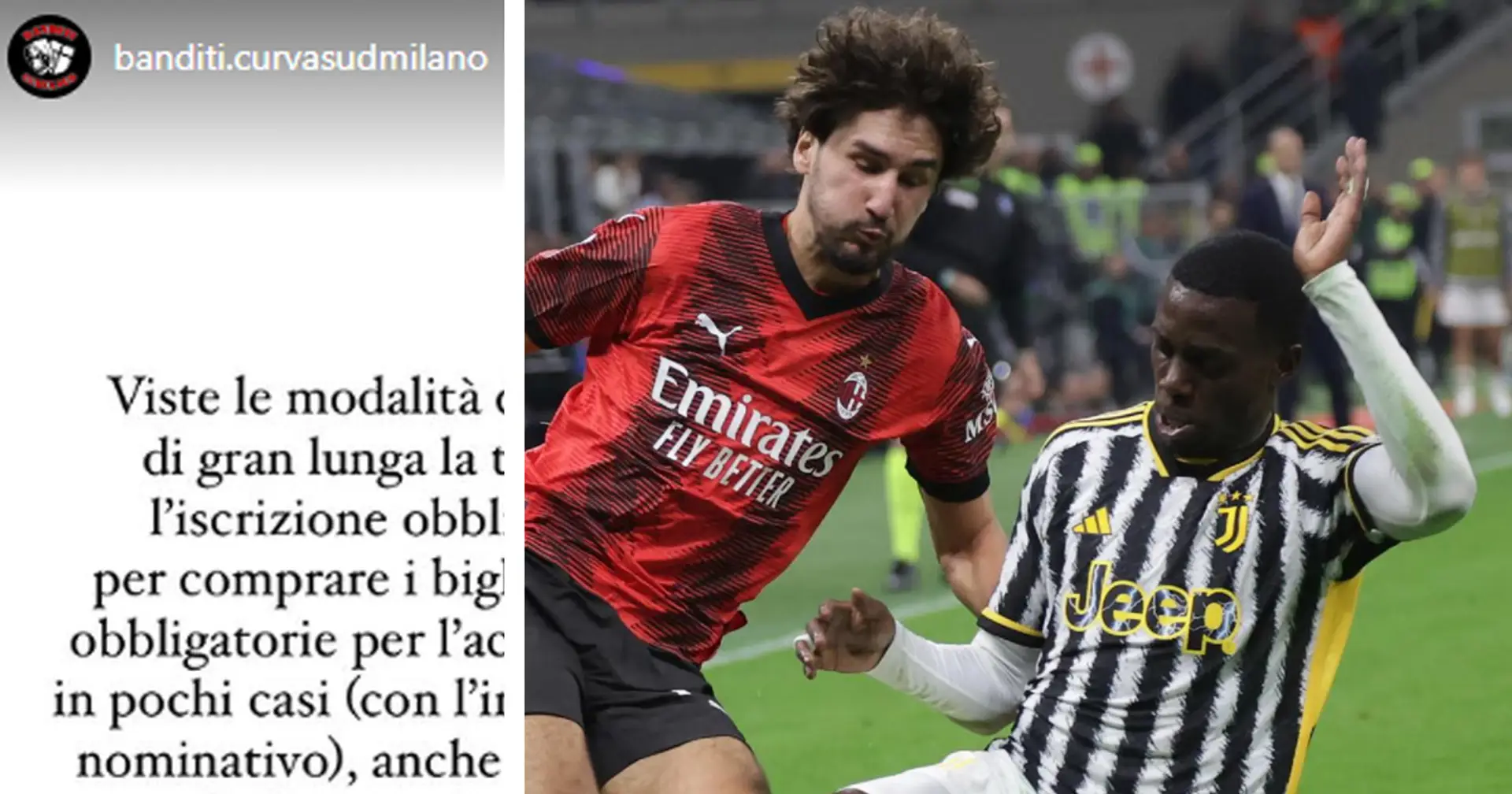 La Curva Sud del Milan non ci sarà nella trasferta contro la Juventus: la spiegazione sui social