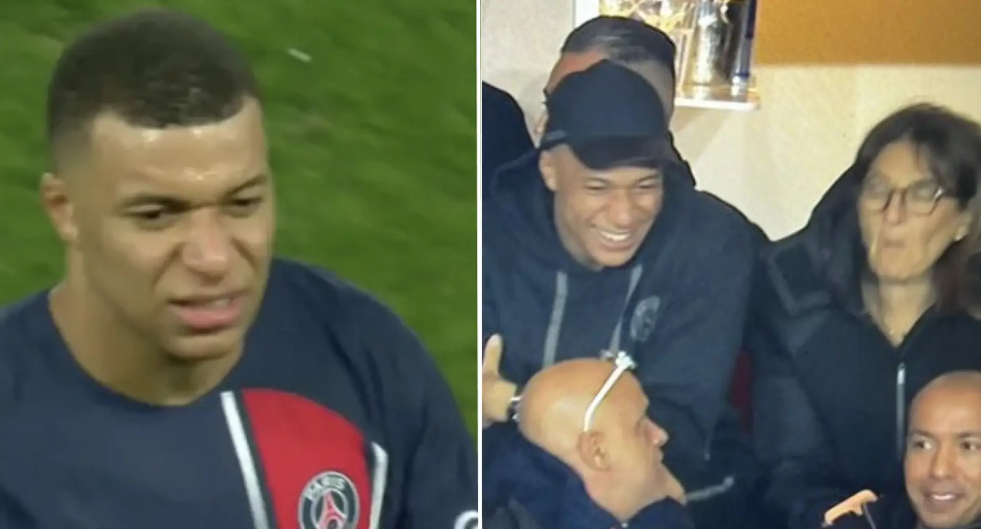 Weird scenes as Mbappe gets subbed off at halftime v Monaco, changes to regular clothes to watch PSG play from the stands with his mom