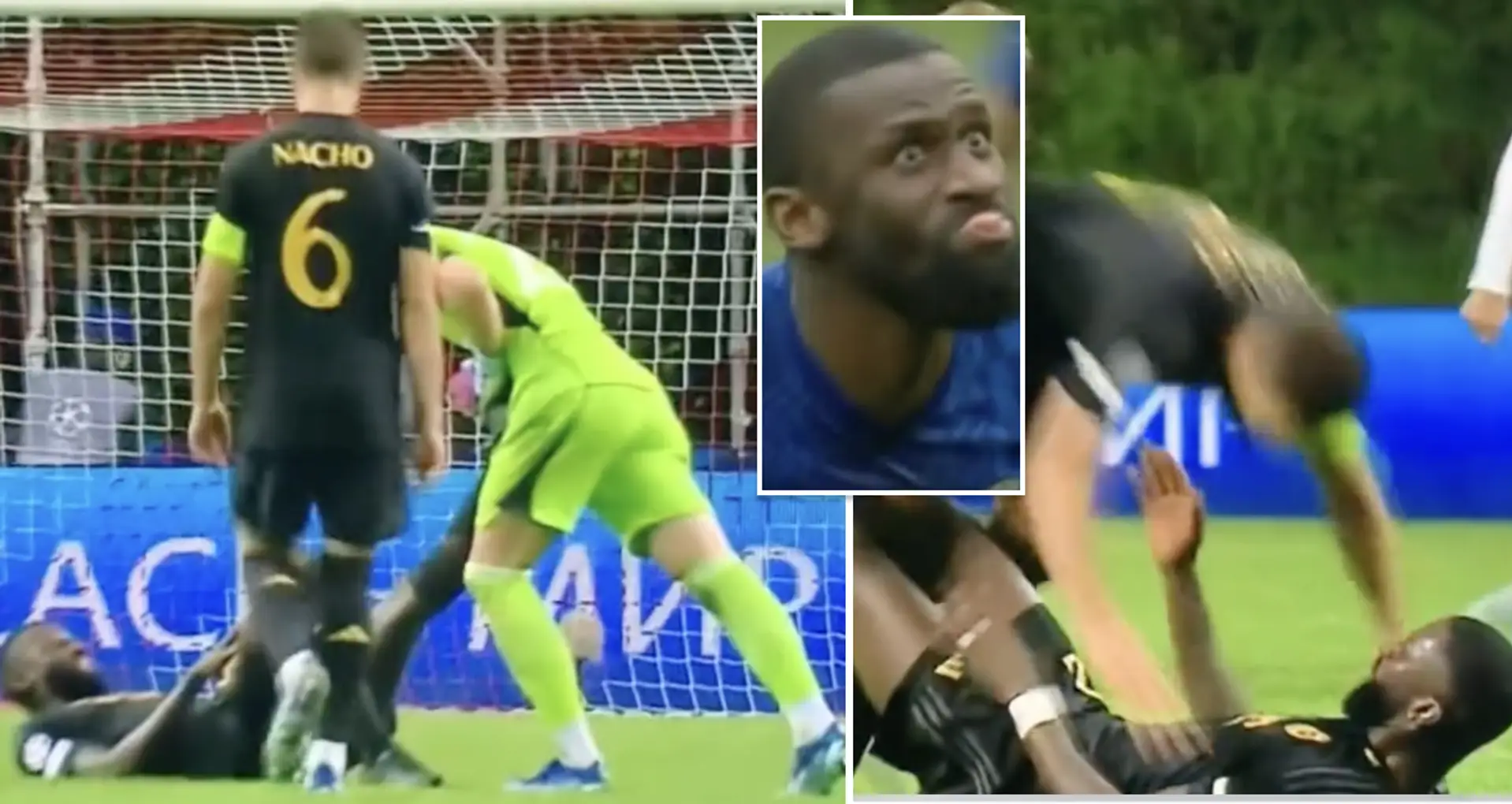 Spotted: Nacho jumps on Rudiger and bombards with cheek kisses after final whistle to celebrate Braga win