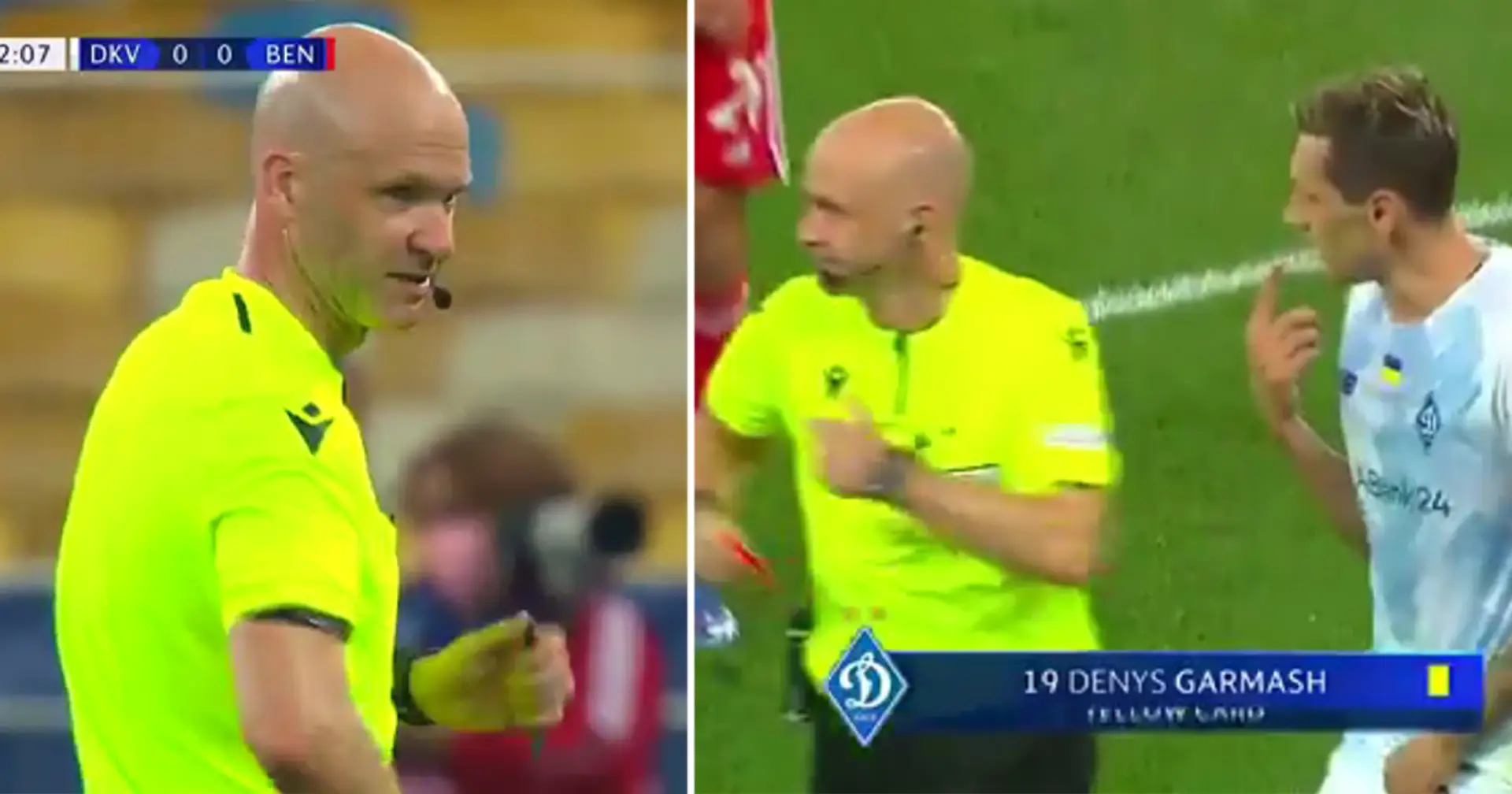 Anthony Taylor sends off Dynamo Kyiv player for 2nd booking - before realising it was 1st yellow card