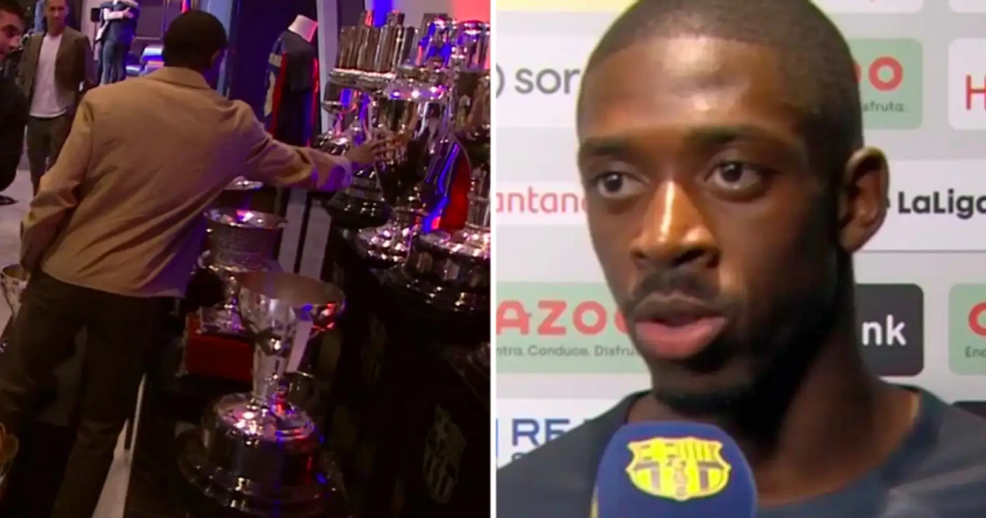 Caught on camera: Dembele touching Champions League trophy during Alba's farewell ceremony